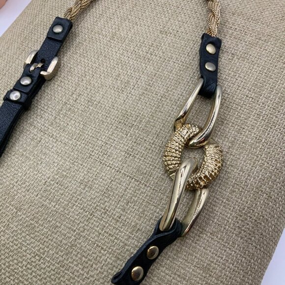 Marc Bernstein Leather Gold Tone Braided Mesh Wrap Necklace Bracelet - Picture 6 of 7